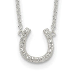 Sterling Silver Polished CZ Horseshoe with Extension Necklace
