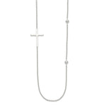 Sterling Silver Polished Cross and Beads Necklace