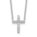 Sterling Silver Rhodium-plated CZ Cross with Extension Necklace