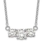 Sterling Silver Rhodium-plated CZ 3-Stone w/ ext. Necklace