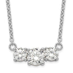 Sterling Silver Rhodium-plated CZ 3-Stone with Extension Necklace