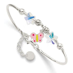 Sterling Silver Multi-color Enameled Butterfly and Crystal Stars 6 Inch with 1 Inch Extension Bracelet
