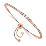 Sterling Shimmer Sterling Silver Rose-tone Flash Rose Gold-plated 67 Stone Graduated CZ Adjustable up to Bracelet