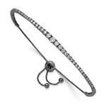 Sterling Shimmer Sterling Silver Black Rhodium-plated 67 Stone Graduated CZ Adjustable up to Bracelet