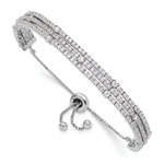 Sterling Shimmer Sterling Silver Rhodium-plated 205 Stone CZ Adjustable up to Bracelet