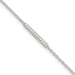 Sterling Silver Polished CZ Bar Plus Ext. Anklet