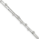 Sterling Silver Polished Beaded 2-strand Plus ext. Anklet