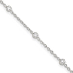 Sterling Silver Bezel CZ 8-Station Plus extender - Total Anklet