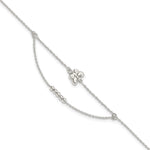 Sterling Silver Butterfly and Beads 2-Strand Plus Extender - Total Anklet