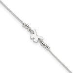 Sterling Silver Polished Plus Ext Butterfly Anklet