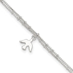 Sterling Silver Polished 2-Strand Dove Plus Ext Anklet