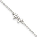 Sterling Silver CZ and Bow Plus Extender - Total Anklet