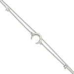 Sterling Silver Polished Moon and Stars 2-strand Bracelet