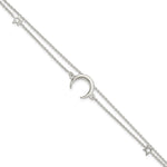 Sterling Silver Polished Moon and Stars 2-strand Bracelet