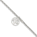 Sterling Silver Polished 2-strand Tree of Life and Beads Bracelet