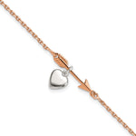 Sterling Silver Rose-tone Arrow w/Heart Bracelet