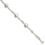 Sterling Silver Polished Puffed Heart Twisted Link 7.5 Inch Bracelet