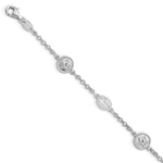 Sterling Silver Rhodium-plated Cross and Angel Bracelet