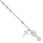 Sterling Silver Beaded Polished Rosary Bracelet