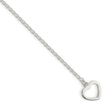 Sterling Silver Polished Heart with Arrow Toggle Bracelet