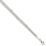 Sterling Silver Polished 3-strand Beaded Bracelet