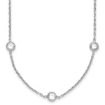 Sterling Silver Rhodium-plated Bezel-set Checker-cut CZ 9-Station Necklace