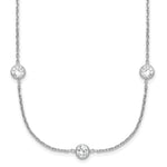 Sterling Silver Rhodium-plated Bezel-set Checker-cut CZ 11-Station Necklace