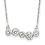 Sterling Silver Polished 5 Bezel-Set CZ Bar Necklace