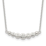 Sterling Silver Graduated Bezel-set CZ Bar Necklace