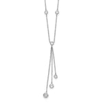 Sterling Silver Rhodium-plated Bezel-set CZ Y-Drop Necklace