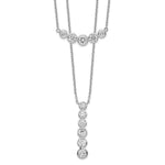 Sterling Silver Rhodium-plated Double Strand CZ Necklace