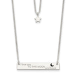 Sterling Silver Enameled I LOVE YOU TO THE MOON AND BACK Bar and Star 2-Strand Necklace