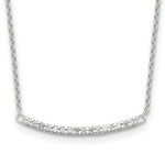 Sterling Silver Polished CZ Curved Bar Necklace