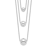 Sterling Silver Rhodium-plated Polished 3-Strand Graduated Beads with Extension Necklace