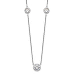 Sterling Silver Rhodium-plated 3 Station CZ Necklace