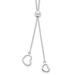 Sterling Silver Polished 2-Heart Adjustable up to Necklace