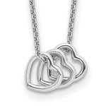 Sterling Silver Rhodium-plated Polished 3-Heart Necklace