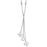 Sterling Silver Rhodium-plated CZ MOM with Extension Y-Necklace