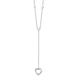 Sterling Silver Rhodium-plated Polished Hearts with Extension Y-Necklace