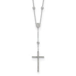 Sterling Silver Rhodium-plated CZ Cross Drop Necklace