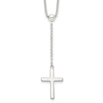Sterling Silver Polished Cross Adjustable Up to Necklace