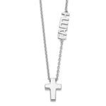 Sterling Silver Rhodium-plated FAITH with Cross Necklace