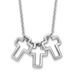 Sterling Silver Rhodium-plated Polished 3-Cross Necklace