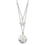 Sterling Silver Polished and Textured Starfish and Sand Dollar 2-strand Necklace