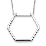 Sterling Silver Rhodium-plated Polished Hexagon Necklace