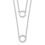 Sterling Silver Rhodium-plated CZ Circles 2-Strand with Extension Necklace