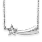 Sterling Silver Rhodium-plated CZ Shooting Star w/ ext. Necklace
