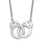 Sterling Silver Rhodium-plated Polished Handcuff Necklace