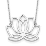 Sterling Silver Rhodium-plated Polished Lotus Flower Necklace