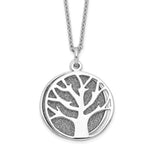 Sterling Silver RH-plated Enamel Glitter Fabric 2-piece Tree Necklace